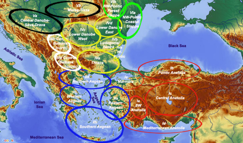 map with geographical regions and subregions